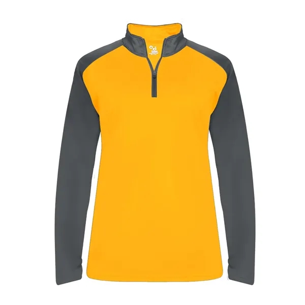 Women's 1/4 zip with paneled shoulder for maximum movement, superior interlock... from ASI 37461 Augusta Sportswear