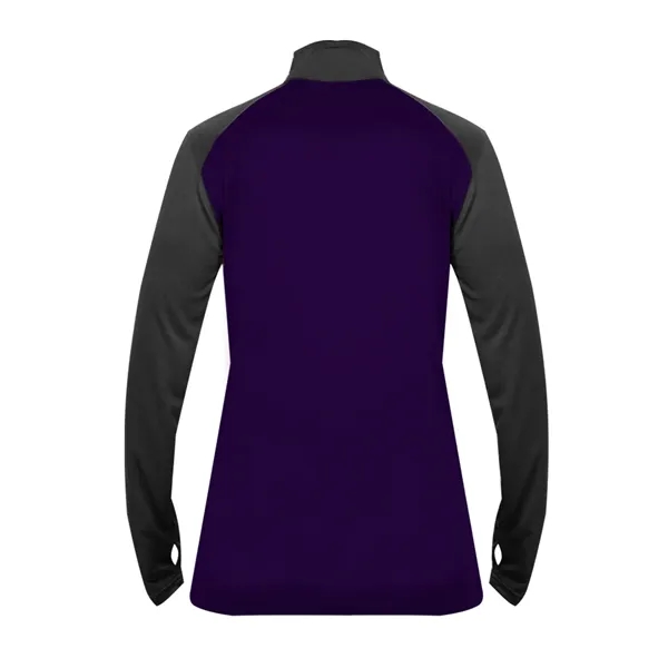 Women's 1/4 zip with paneled shoulder for maximum movement, superior interlock... from ASI 37461 Augusta Sportswear