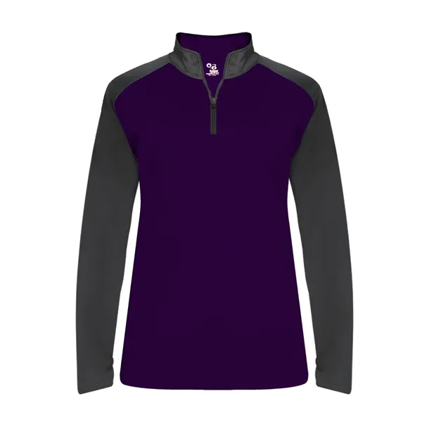 Women's 1/4 zip with paneled shoulder for maximum movement, superior interlock... from ASI 37461 Augusta Sportswear