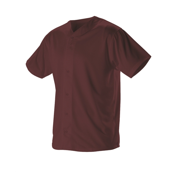 Youth baseball jersey with six button front (Spaced For Lettering), set-in... from ASI 37461 Augusta Sportswear