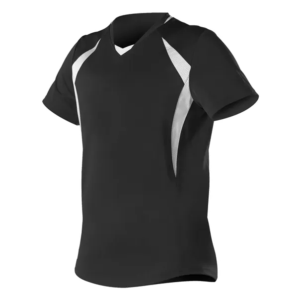 Women's fastpitch short sleeve jersey with solid color extreme plaited knit... from ASI 37461 Augusta Sportswear