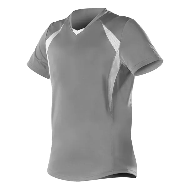 Women's fastpitch short sleeve jersey with solid color extreme plaited knit... from ASI 37461 Augusta Sportswear