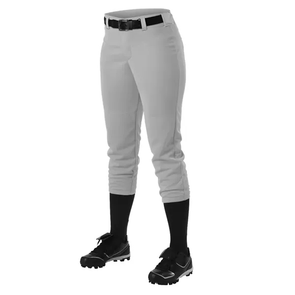 Women's fastpitch pants with low rise cut, mid-calf length, five pro-style... from ASI 37461 Augusta Sportswear