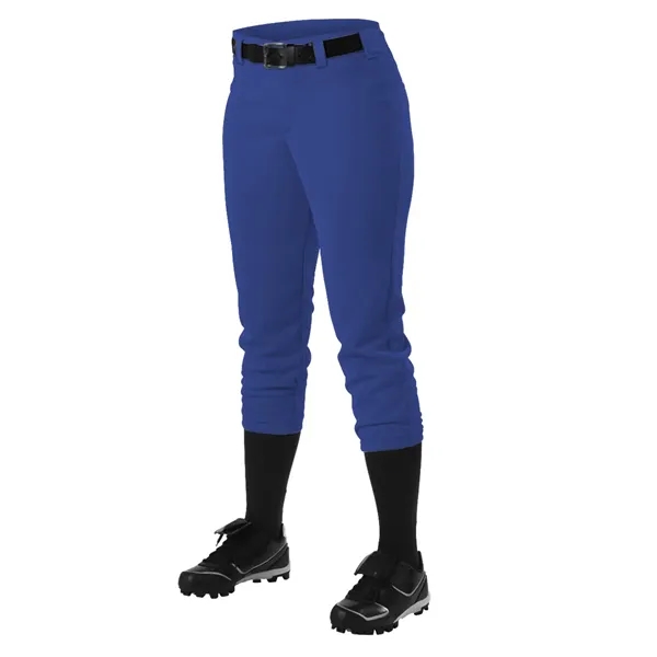 Women's fastpitch pants with low rise cut, mid-calf length, five pro-style... from ASI 37461 Augusta Sportswear