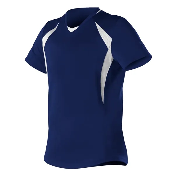 Women's fastpitch short sleeve jersey with solid color extreme plaited knit... from ASI 37461 Augusta Sportswear