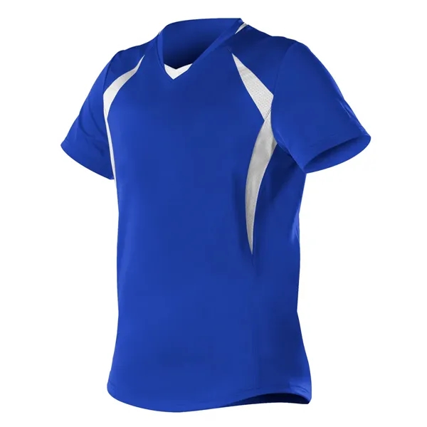 Women's fastpitch short sleeve jersey with solid color extreme plaited knit... from ASI 37461 Augusta Sportswear