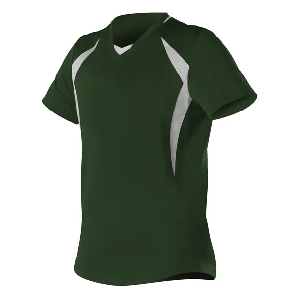 Women's fastpitch short sleeve jersey with solid color extreme plaited knit... from ASI 37461 Augusta Sportswear