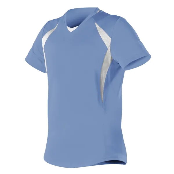 Women's fastpitch short sleeve jersey with solid color extreme plaited knit... from ASI 37461 Augusta Sportswear