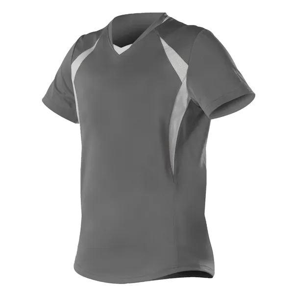 Women's fastpitch short sleeve jersey with solid color extreme plaited knit... from ASI 37461 Augusta Sportswear