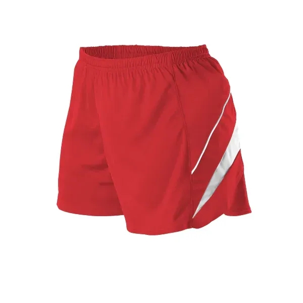 Women's track shorts with self-material contrast color side inserts/piping tricot knit.... from ASI 37461 Augusta Sportswear