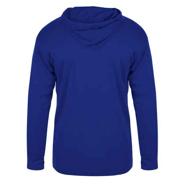Long sleeve hooded t-shirt with paneled shoulder for maximum movement.... from ASI 37461 Augusta Sportswear