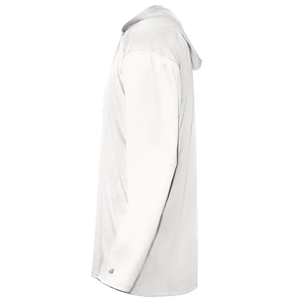 Long sleeve hooded t-shirt with paneled shoulder for maximum movement.... from ASI 37461 Augusta Sportswear