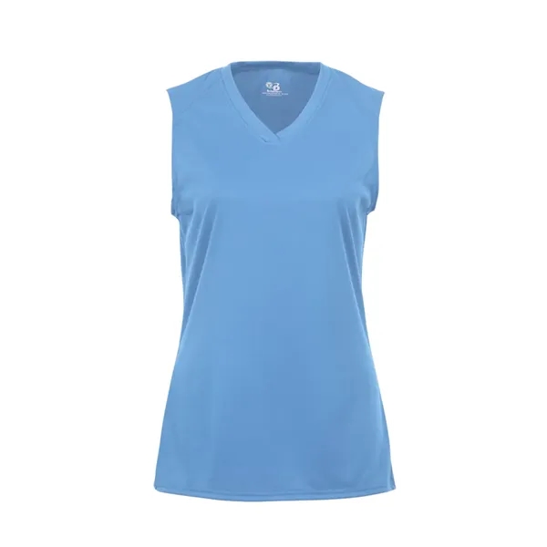 Sleeveless girl's tee with self-fabric lap v-neck collar, Badger heat seal... from ASI 37461 Augusta Sportswear