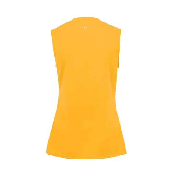 Sleeveless girl's tee with self-fabric lap v-neck collar, Badger heat seal... from ASI 37461 Augusta Sportswear