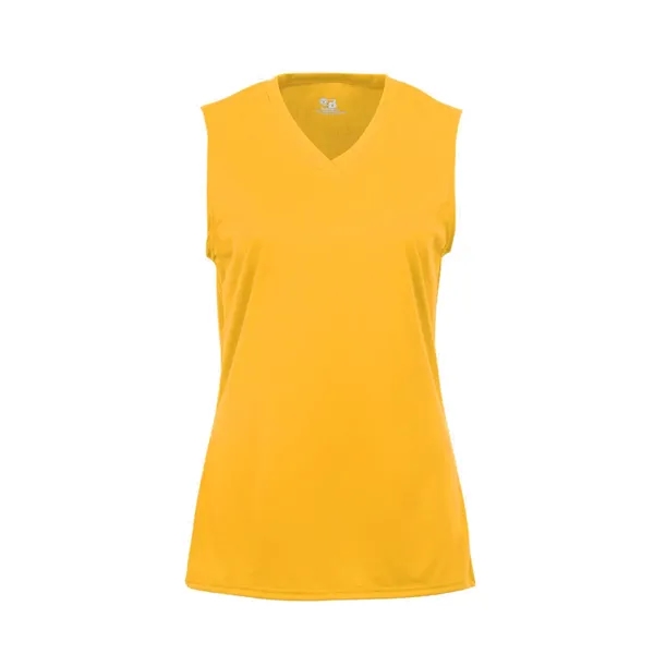 Sleeveless girl's tee with self-fabric lap v-neck collar, Badger heat seal... from ASI 37461 Augusta Sportswear