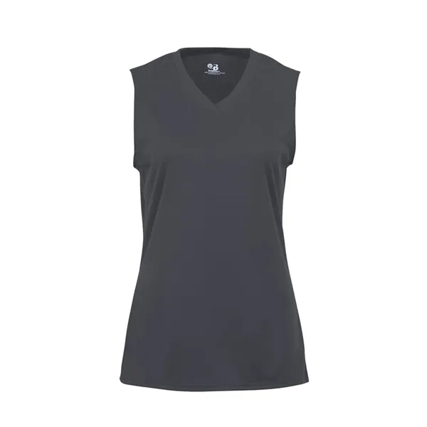 Sleeveless girl's tee with self-fabric lap v-neck collar, Badger heat seal... from ASI 37461 Augusta Sportswear