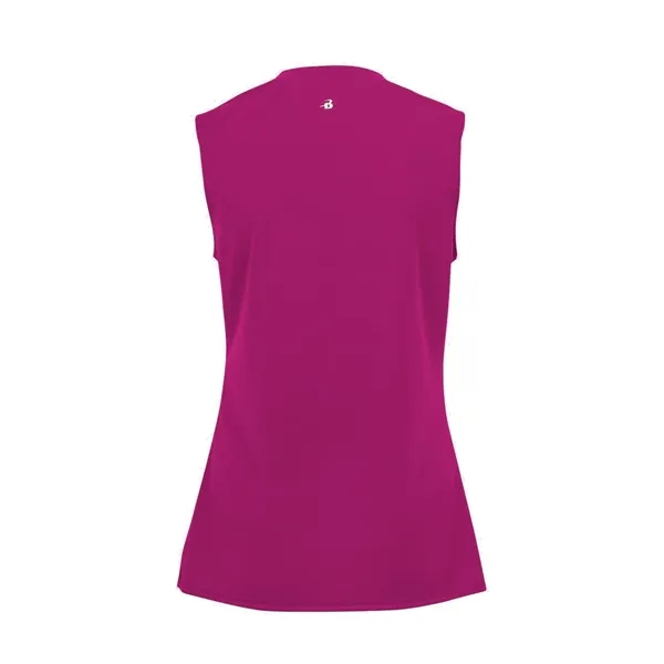 Sleeveless girl's tee with self-fabric lap v-neck collar, Badger heat seal... from ASI 37461 Augusta Sportswear