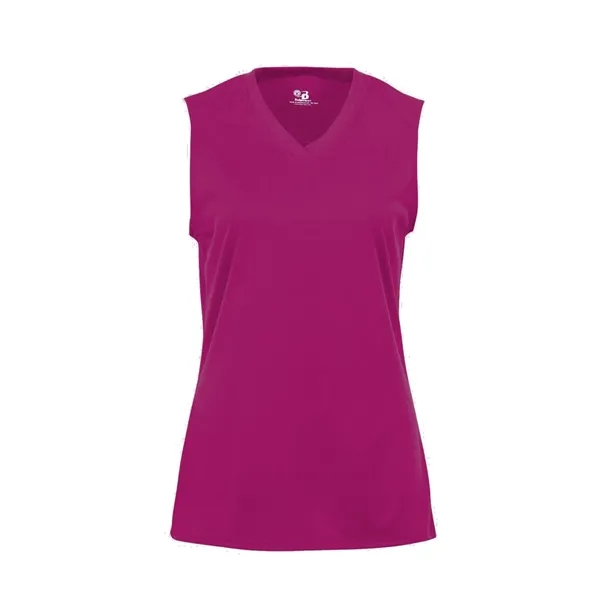 Sleeveless girl's tee with self-fabric lap v-neck collar, Badger heat seal... from ASI 37461 Augusta Sportswear