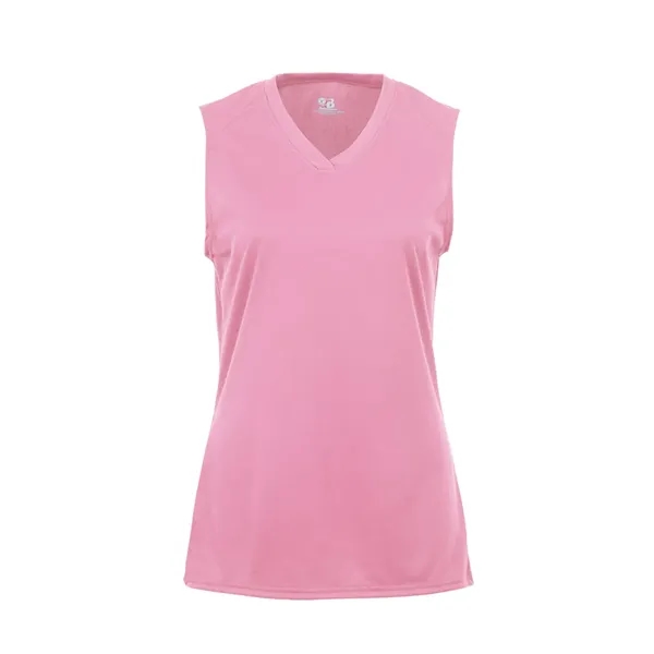 Sleeveless girl's tee with self-fabric lap v-neck collar, Badger heat seal... from ASI 37461 Augusta Sportswear