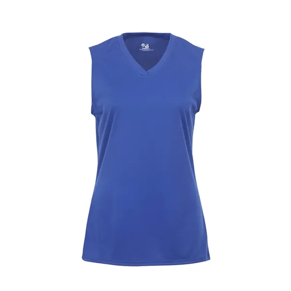 Sleeveless girl's tee with self-fabric lap v-neck collar, Badger heat seal... from ASI 37461 Augusta Sportswear