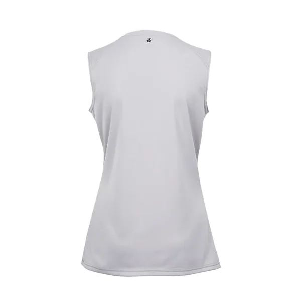 Sleeveless girl's tee with self-fabric lap v-neck collar, Badger heat seal... from ASI 37461 Augusta Sportswear