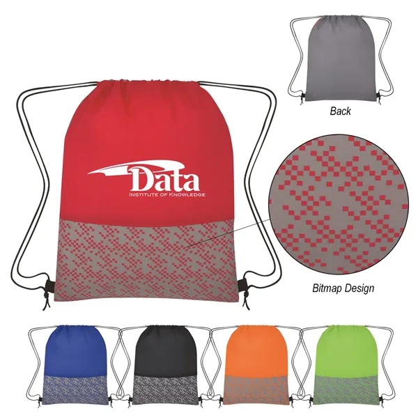 Drawstring backpack made of 210 denier polyester with a bitmap design.... from ASI 61125 Hit Promotional Products / Hit®