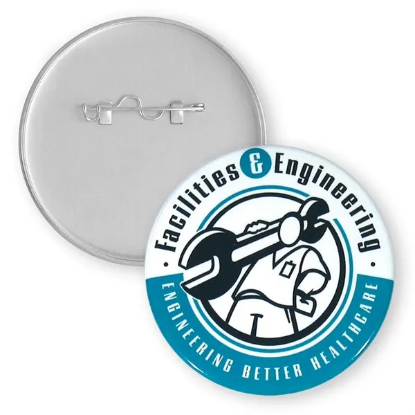 2 1/2" one piece celluloid round button with a metal shell... from ASI 93520 Ventura Inc