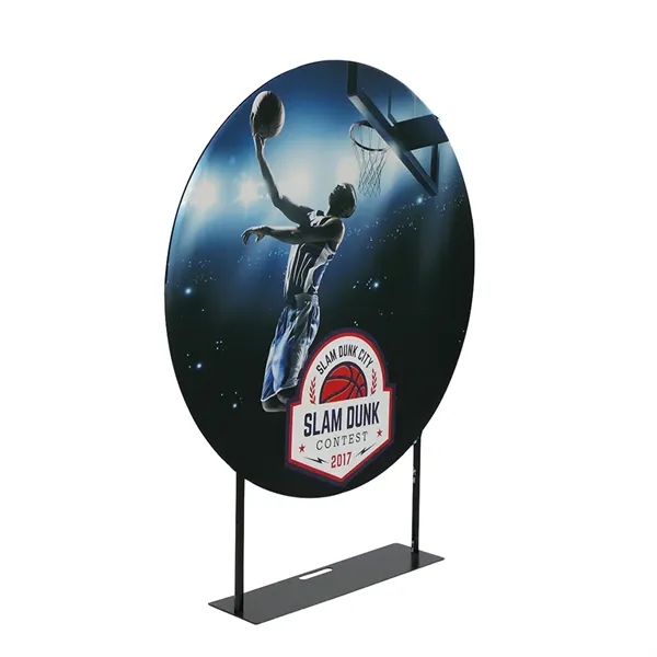 Circle shaped banner with lightweight aluminum hoop frame.... from ASI 30442 Above & Beyond Advertising Products