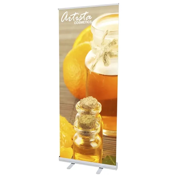Easy and durable retractable banner stand with hybrid vinyl graphics.... from ASI 30442 Above & Beyond Advertising Products