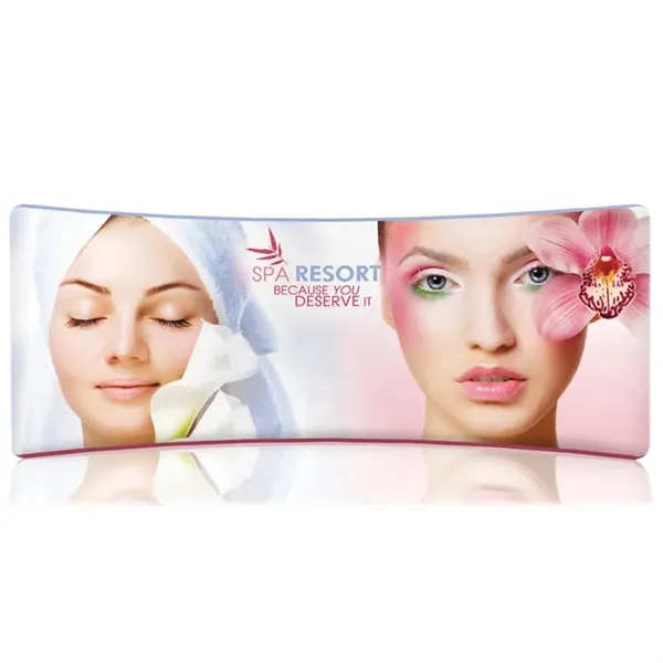 Curved fabric back wall with aluminum snap frame.... from ASI 30442 Above & Beyond Advertising Products