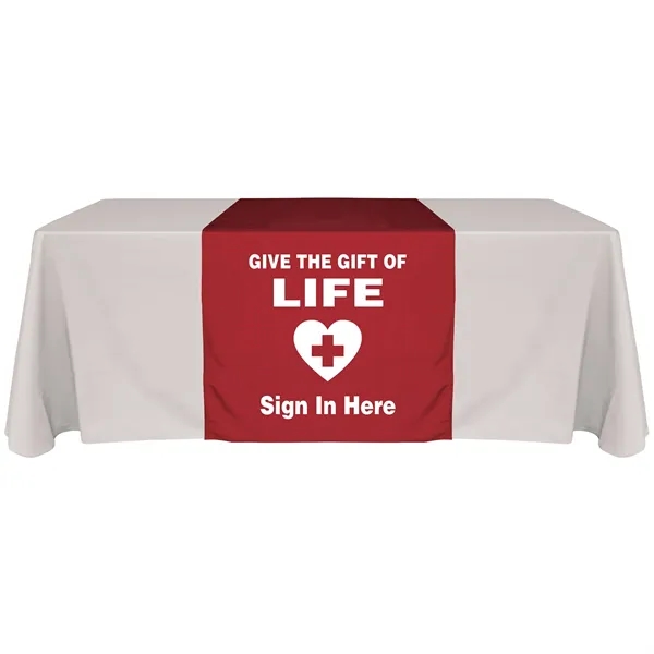 30" x 84" full color display polyester table runner drapes over... from ASI 80228 Quinn