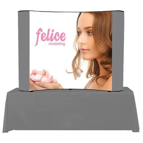 PVC pop-up tabletop with end panels (black, silver, blue).... from ASI 30442 Above & Beyond Advertising Products