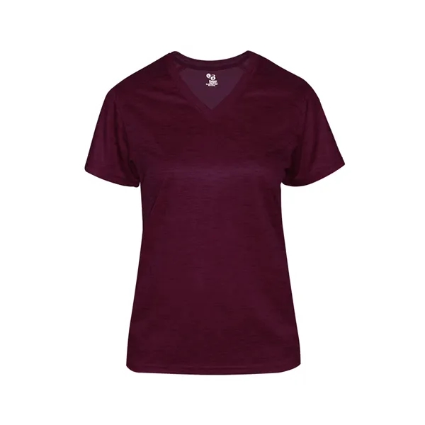 Women's v-neck tee with self-fabric collar, paneled shoulder for maximum movement,... from ASI 37461 Augusta Sportswear