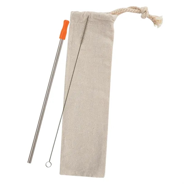 Reusable stainless straw kit with cotton pouch for reducing impact on... from ASI 61125 Hit Promotional Products / Hit®