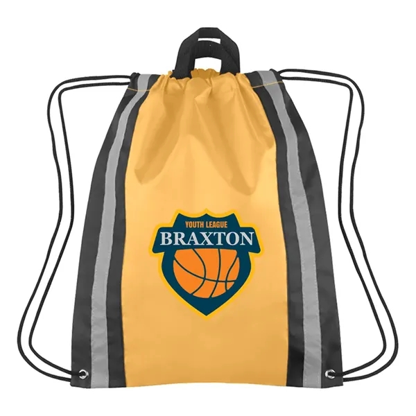 Small reflective drawstring sports pack with reinforced eyelets, 13 1/2" x... from ASI 61125 Hit Promotional Products / Hit®