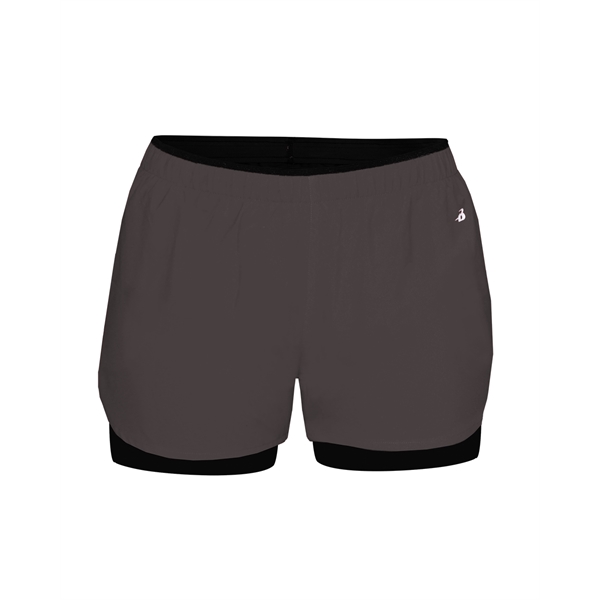 Women's shorts with stretch body fit on inner short, hidden side... from ASI 37461 Augusta Sportswear