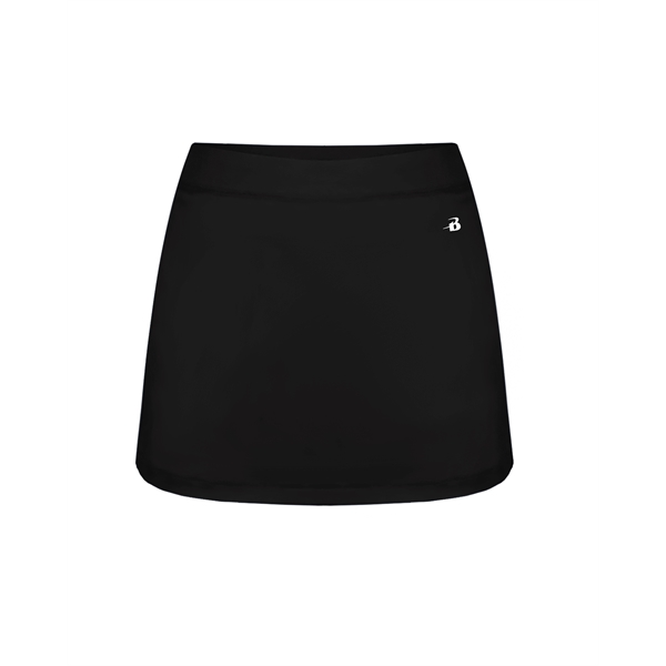 Women's skort with  2" covered elastic waistband, Badger heat seal... from ASI 37461 Augusta Sportswear