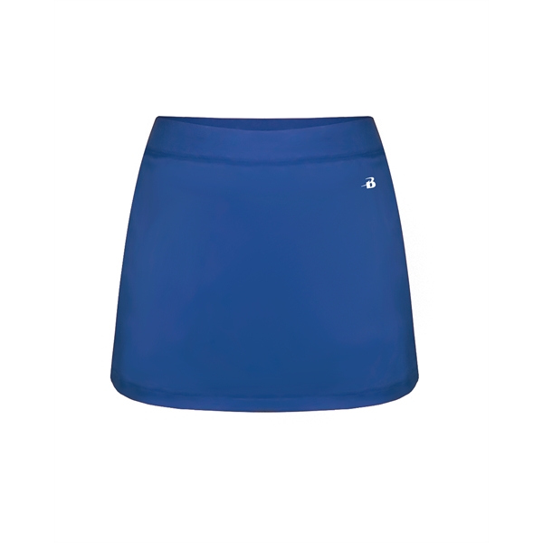 Women's skort with  2" covered elastic waistband, Badger heat seal... from ASI 37461 Augusta Sportswear