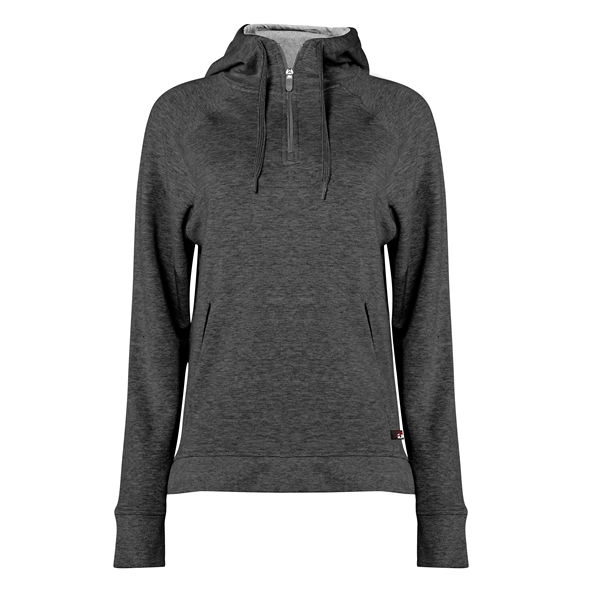 Women's hoodie with contrasting 8" locking zipper with Badger "B" logo... from ASI 37461 Augusta Sportswear / Badger Sport Badger Sportswear Badger Sportswear Div. of Founder Sport Group