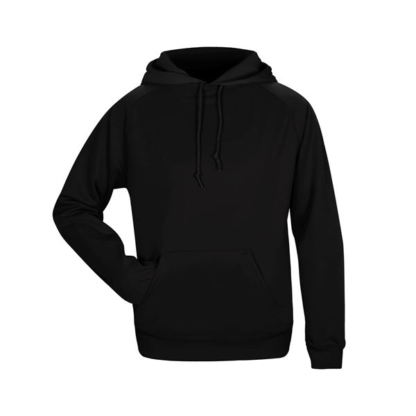 Women's fleece hood with poly rib cuff and waist, front pocket... from ASI 37461 Augusta Sportswear