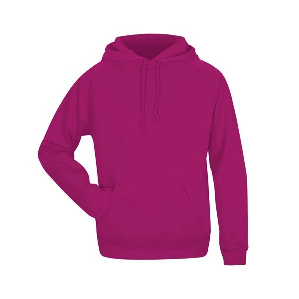 Women's fleece hood with poly rib cuff and waist, front pocket... from ASI 37461 Augusta Sportswear