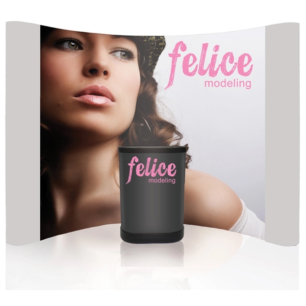 Tradeshow curved pop-up display center package with end panels (black, blue,... from ASI 30442 Above & Beyond Advertising Products