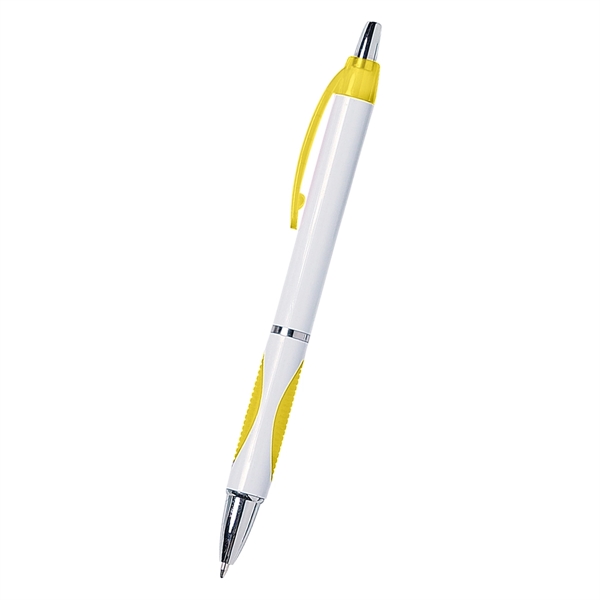 Sassy plunger action pen with rubber grip for writing comfort and... from ASI 61125 Hit Promotional Products / Hit®