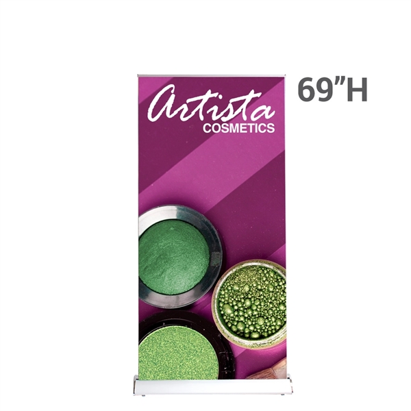 Custom text and graphic adjustable retractable banner stand.... from ASI 30442 Above & Beyond Advertising Products