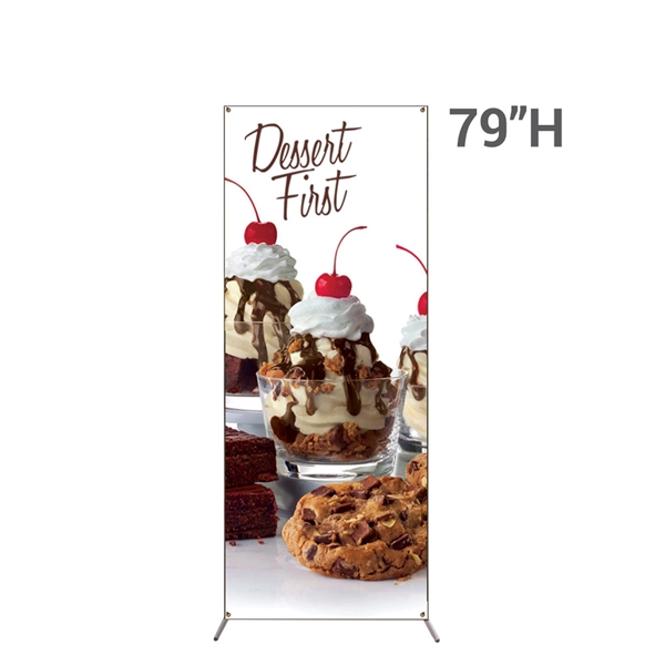 Adjustable aluminum X-style banner stand.... from ASI 30442 Above & Beyond Advertising Products