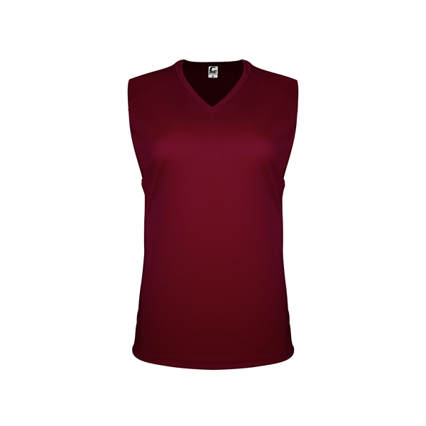 Women's sleeveless tee with self-fabric collar , Contour silhouette, Double-needle hem.... from ASI 37461 Augusta Sportswear