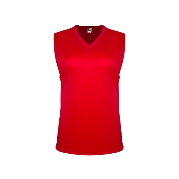 Women's sleeveless tee with self-fabric collar , Contour silhouette, Double-needle hem.... from ASI 37461 Augusta Sportswear