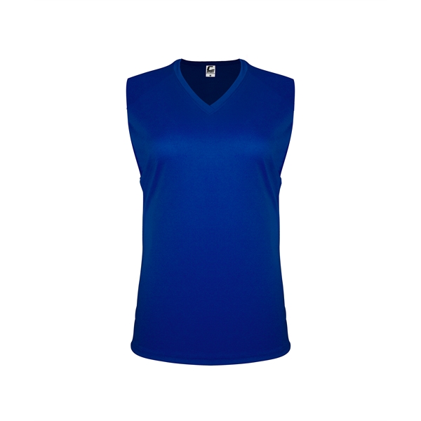 Women's sleeveless tee with self-fabric collar , Contour silhouette, Double-needle hem.... from ASI 37461 Augusta Sportswear