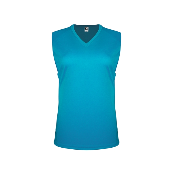 Women's sleeveless tee with self-fabric collar , Contour silhouette, Double-needle hem.... from ASI 37461 Augusta Sportswear