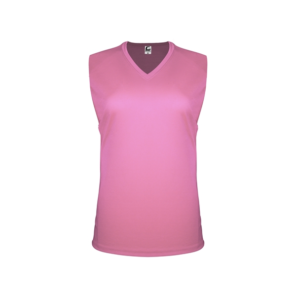 Women's sleeveless tee with self-fabric collar , Contour silhouette, Double-needle hem.... from ASI 37461 Augusta Sportswear